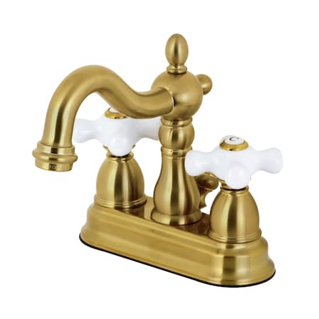 Kingston Brass KB1607PX Heritage 4" Centerset Bathroom Faucet, Brushed Brass KB1607PX